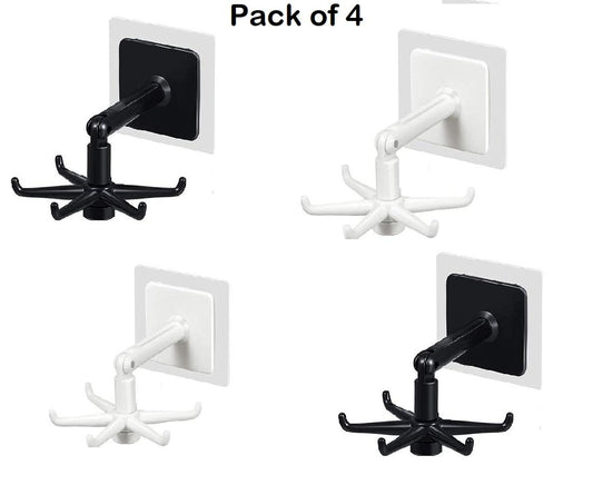 Hooks-Adjustable Rotating Folding Wall Mounted Utensils Hook Hangers(Pack of 4)