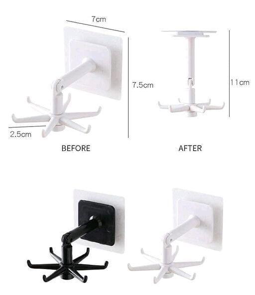 Hooks-Adjustable Rotating Folding Wall Mounted Utensils Hook Hangers(Pack of 4)
