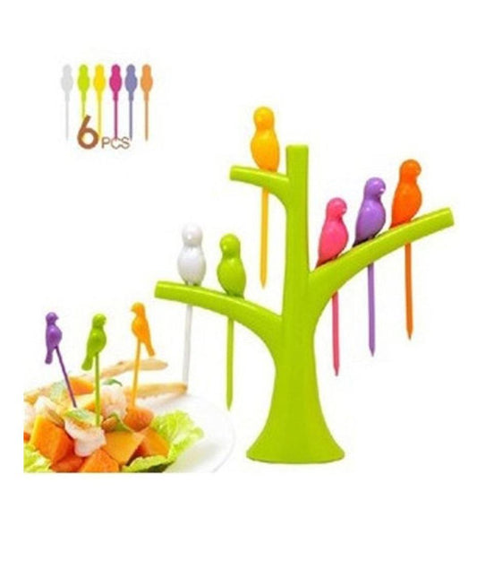 Plastic Fruit Bird Fork (Set of 6)