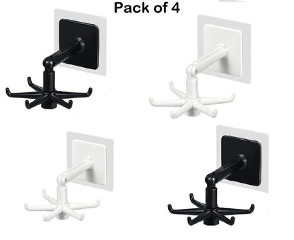 Hooks-Adjustable Rotating Folding Wall Mounted Utensils Hook Hangers(Pack of 4)