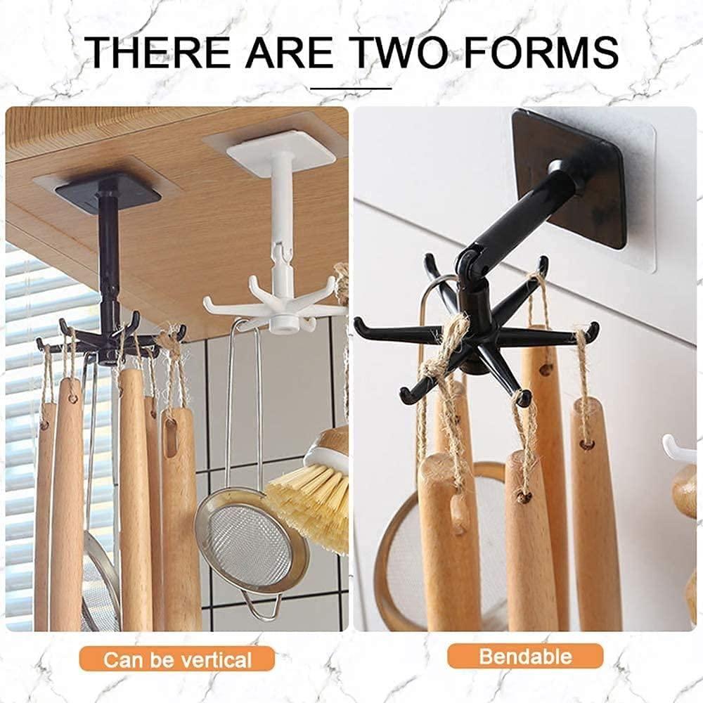 Hooks-Adjustable Rotating Folding Wall Mounted Utensils Hook Hangers(Pack of 4)