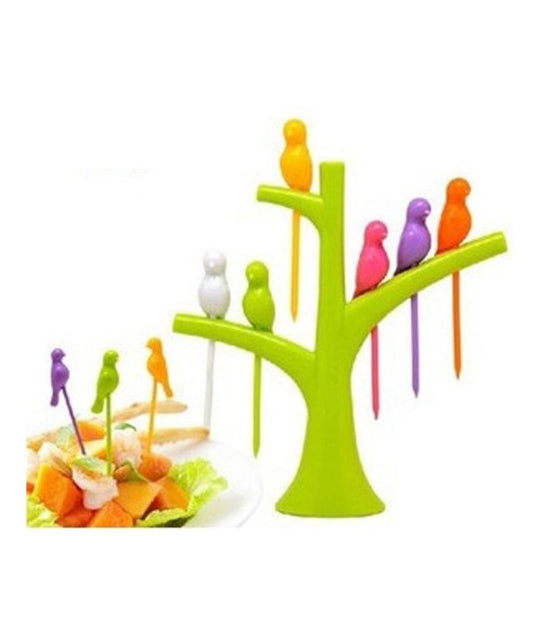 Plastic Fruit Bird Fork (Set of 6)