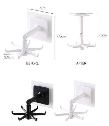Hooks-Adjustable Rotating Folding Wall Mounted Utensils Hook Hangers(Pack of 4)