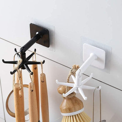 Hooks-Adjustable Rotating Folding Wall Mounted Utensils Hook Hangers(Pack of 4)